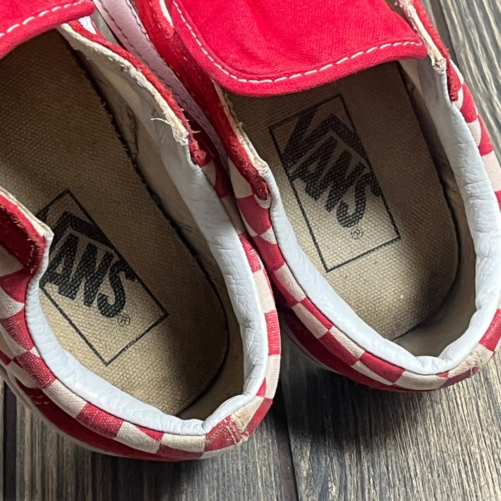 Vans Old Skool Sneakers Womens 6.5‎ Red Checkerboard Suede Canvas Skate Shoes - Picture 9 of 11
